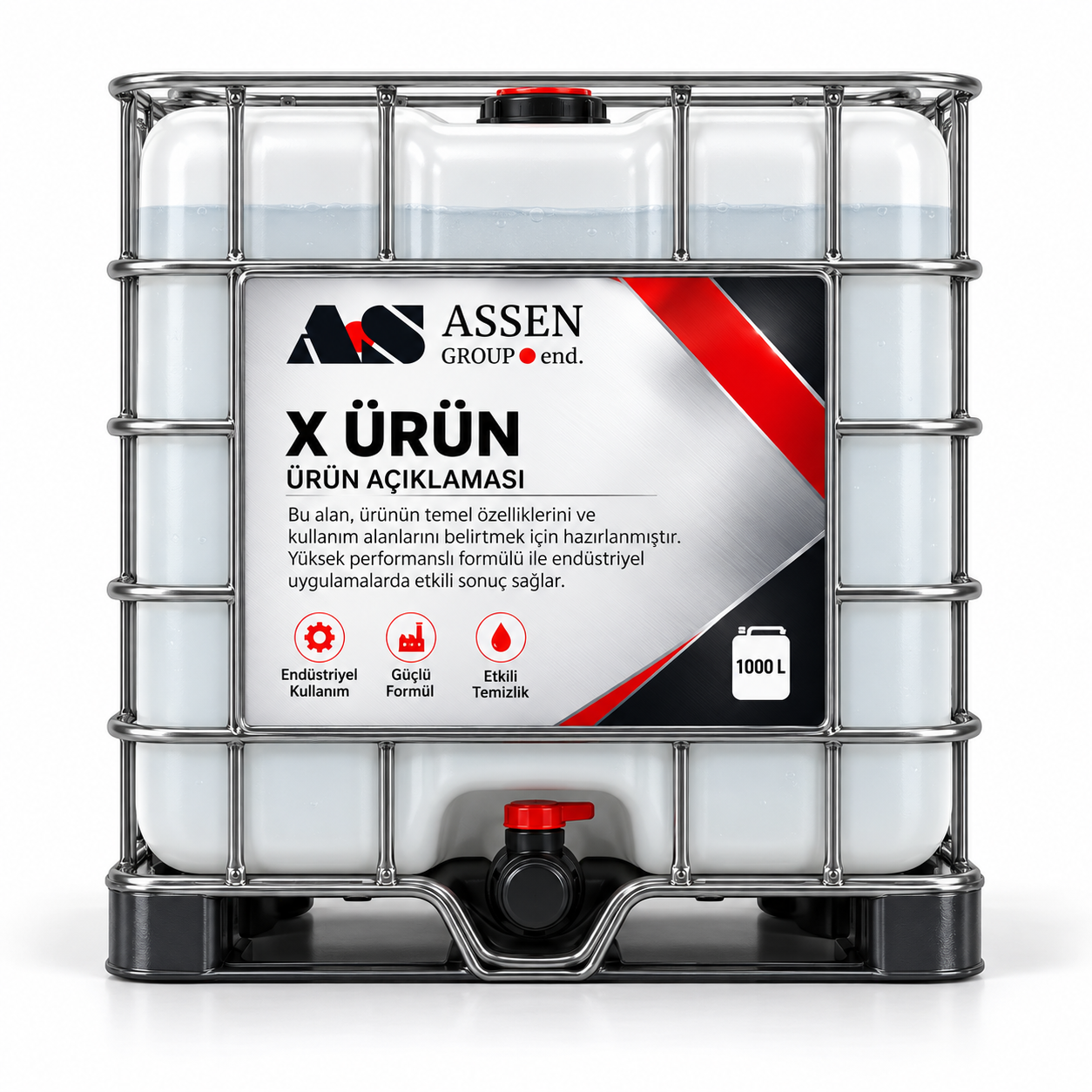 ASSEN GROUP endüstriyel kimyasallar için 1000 L IBC tank